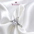 Marquise-cut solitaire ring in 925 silver on a plain polished band